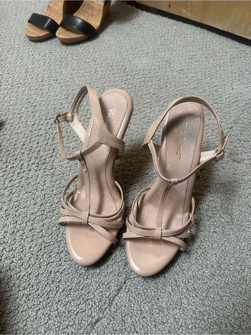 Pleaser Nude Strappy Platform High Heel Sandals - Picture 7 of 8